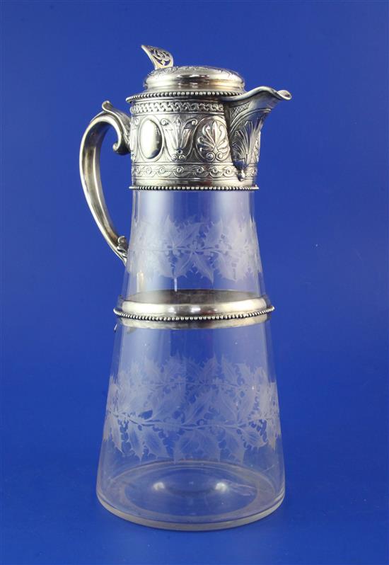 A Victorian silver mounted glass decanter by W & G Sissons, 11.5in.